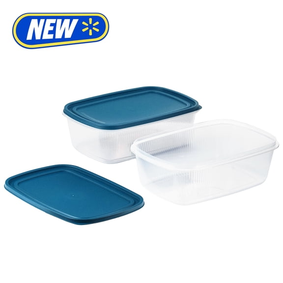 Mainstays Reusable Food Storage Containers, Large Rectangle, Plastic, 2 Pack – 2 Containers with Lids, 2.5 Gallons,Ideal for Meal Planning