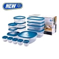 thumbnail image 1 of Mainstays Reusable Food Storage Containers Set, Multi-Size, Plastic, 34 Pieces, 17 Containers and 17 Lids, Ideal for Snacks & Meal Prep, 1 of 10