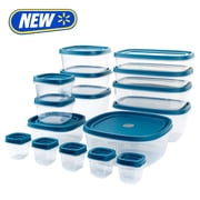 Mainstays Reusable Food Storage Containers Set, Plastic, Multi-Size, 34 Pieces, 17 Containers and 17 Lids