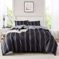 thumbnail image 1 of Mainstays Full/Queen Duvet Cover Set, Reversible All-Season, 3-Piece, Dark Grey Stripe, 1 of 11