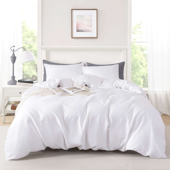 Mainstays King Duvet Cover Set, All-Season, 3-Piece, White