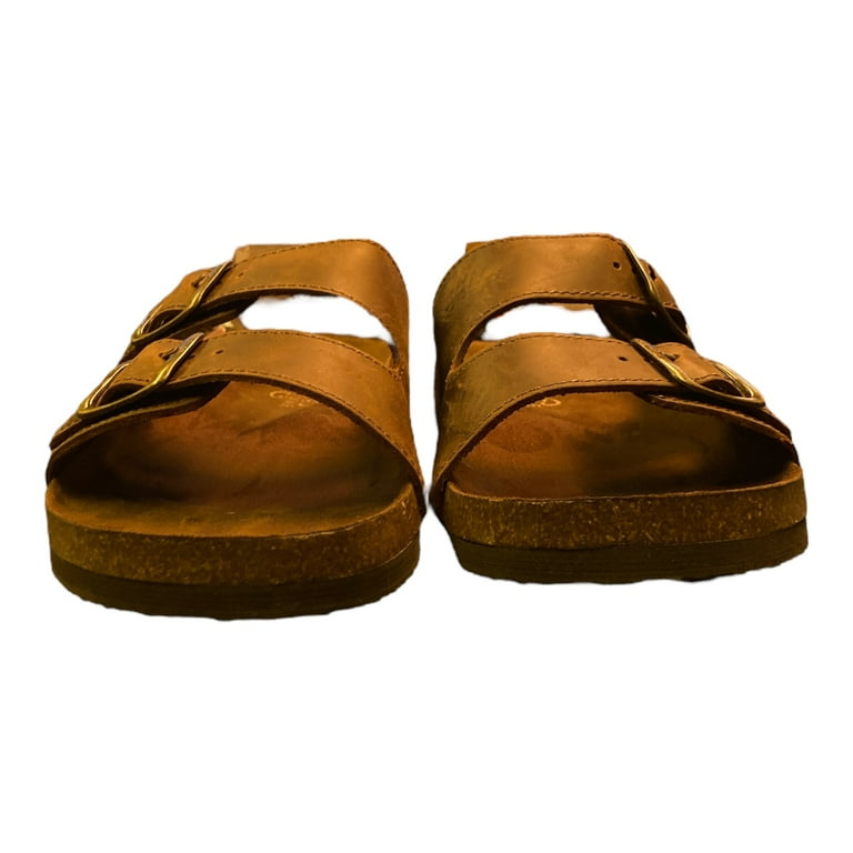 Mountain Sole Women's Double Buckle Easy Slide On Sandal (Brown,