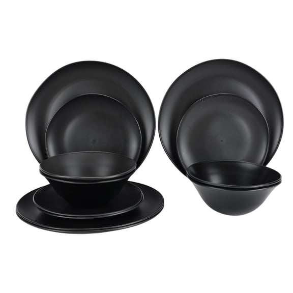 Mainstays Black 12-Piece Recycled Plastic Dinnerware Set