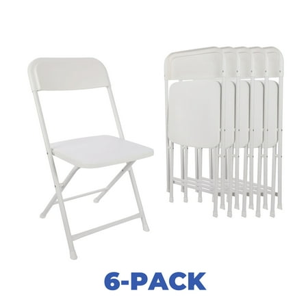Mainstays Resin Event Folding Chair, White (Set of 6)