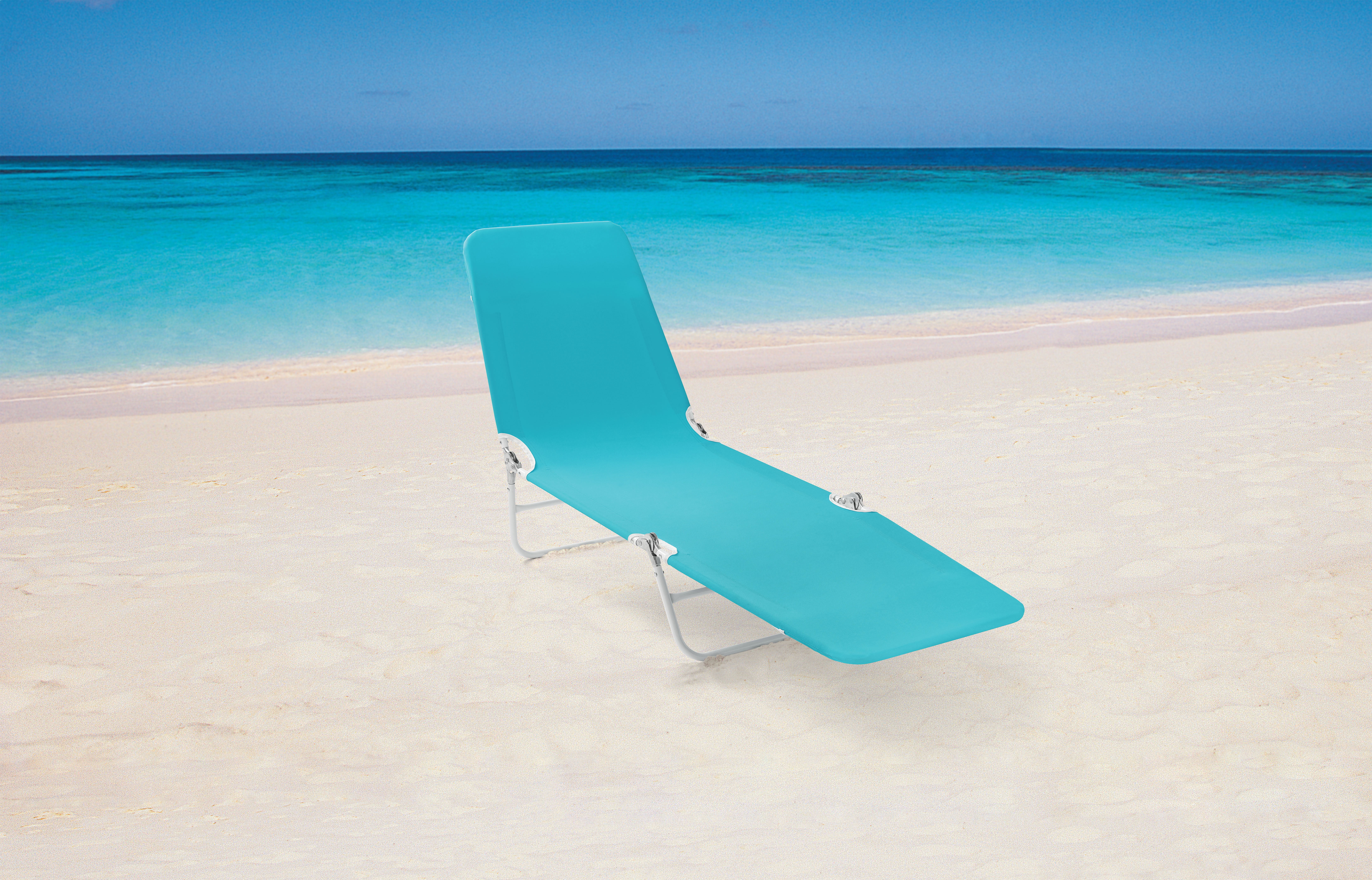 Mainstays Folding Adjustable Back Fabric Beach Lounger, Turquoise