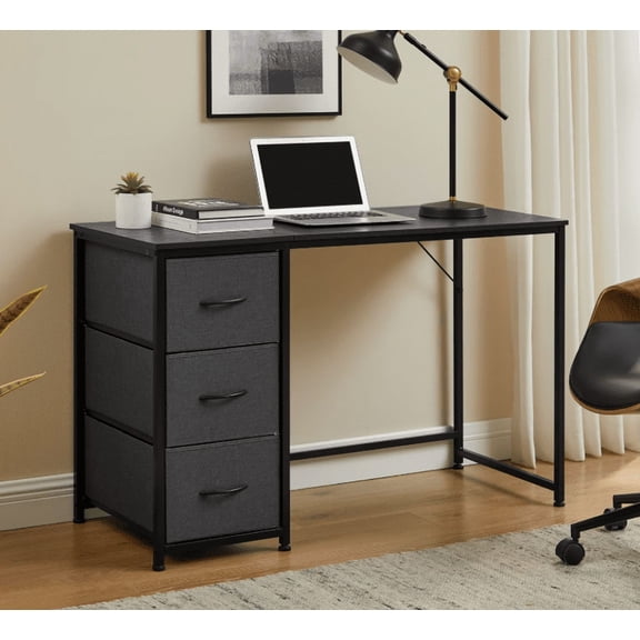 Mainstays Desk with Grey Fabric Drawers, 47 inches Wide