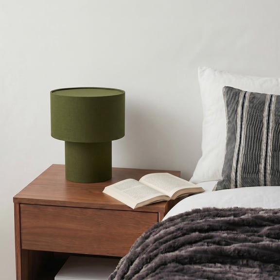 Mainstays 13" Dark Green Linen Fabric Lamp with Inline Switch