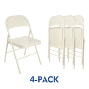 Mainstays All-Steel Metal Folding Chair, Cream Set of 4