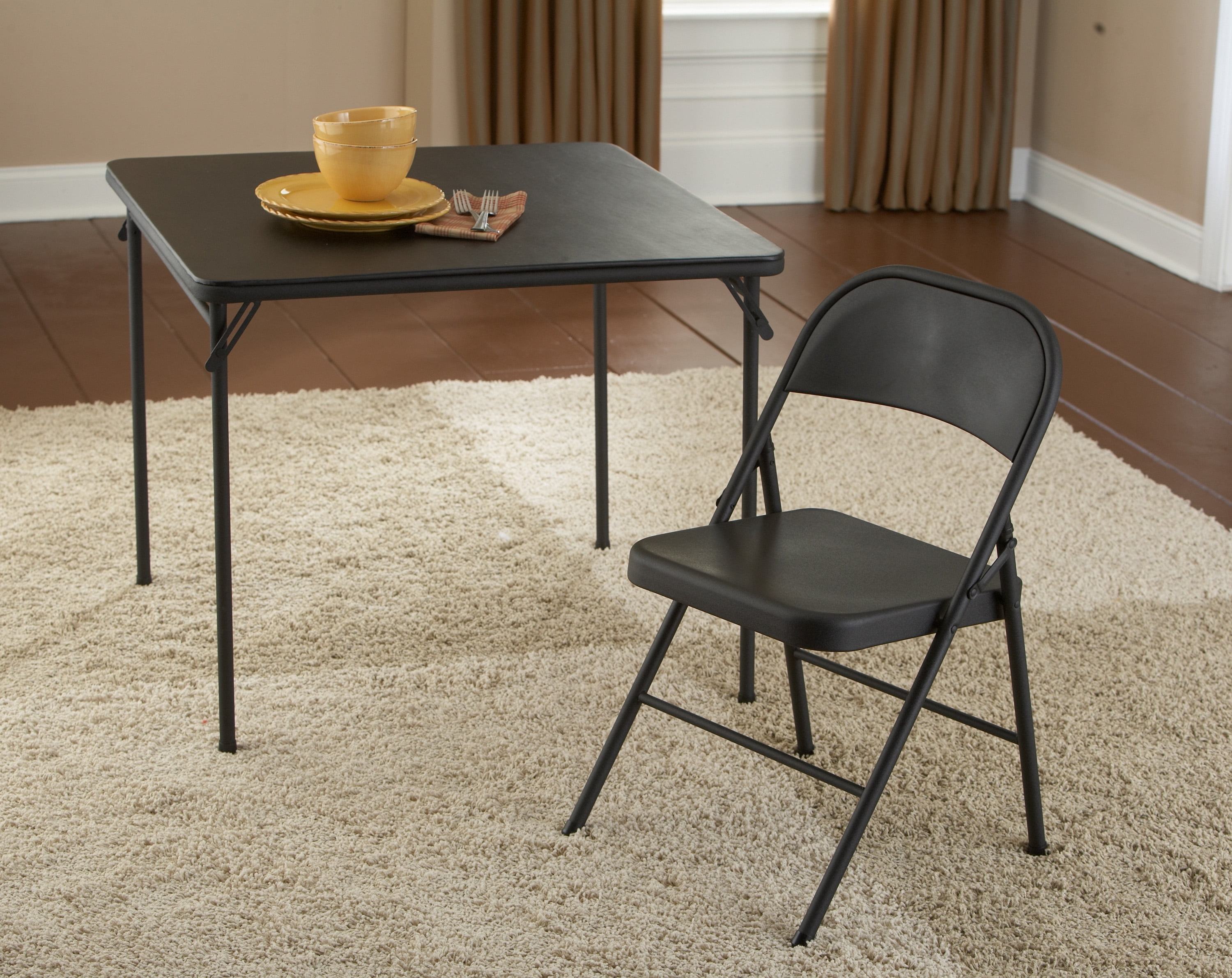 Mainstays All-Steel Metal Folding Chair, Black, 1 Chair