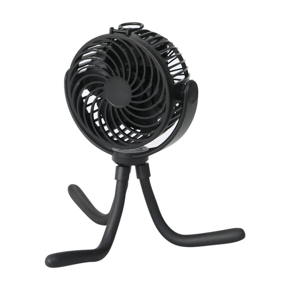 Mainstays 4 in 3-Speed Portable Rechargeable Fan with Flexible Tripod, Digital Display, Black, Model FN1005NBK