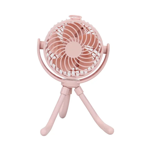 Mainstays 4" 3-speed Portable Rechargeable Fan, Flexible Tripod and Digital Display, Pink Blush, Model#FN1005NPB