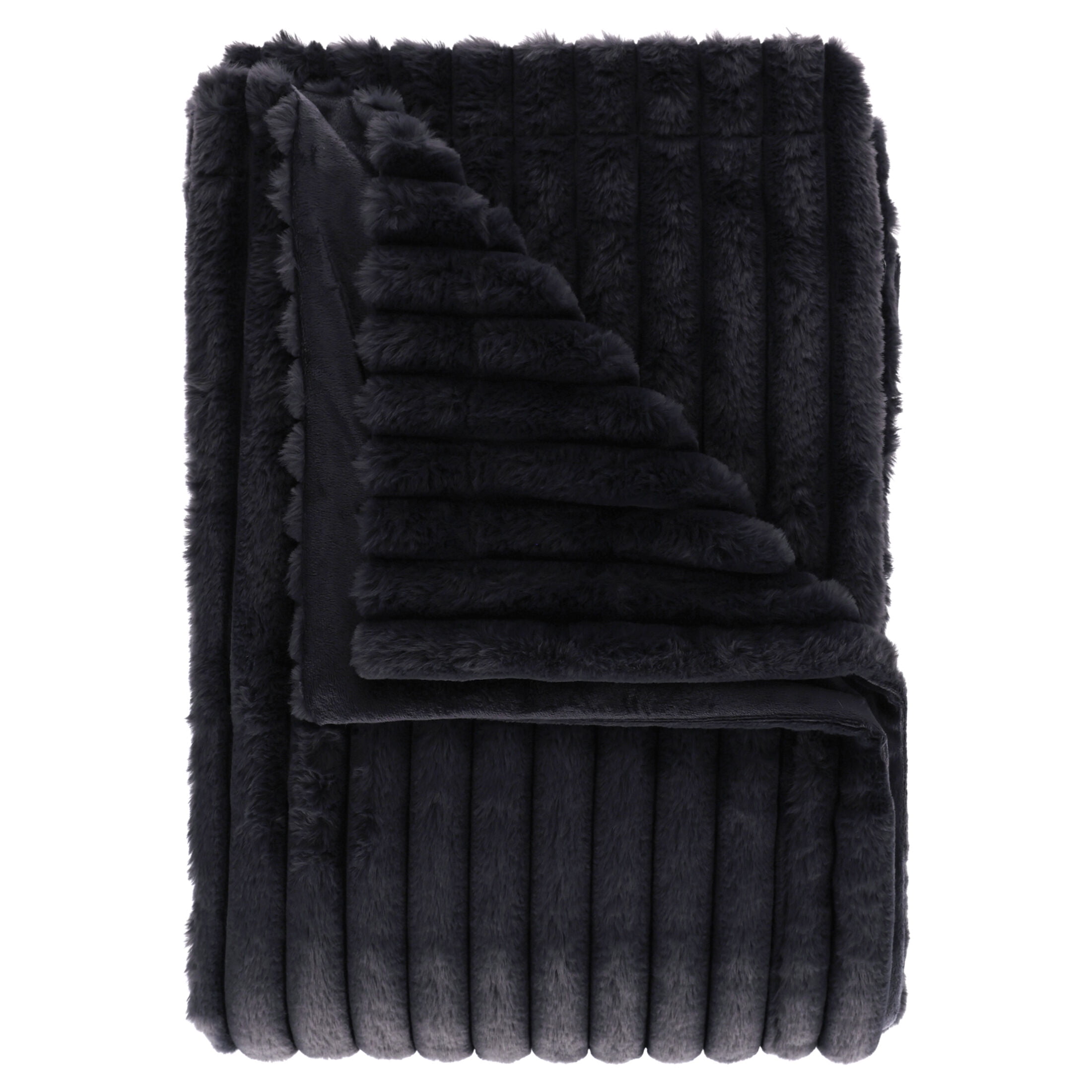 Mainstays Channel Faux Fur Blanket, Greystone, Full/Queen, 86" x 90"