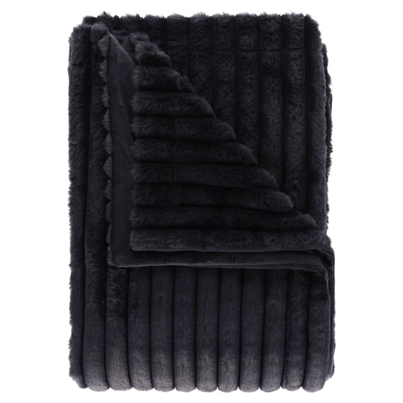 Mainstays Channel Faux Fur Blanket, Greystone, Full/Queen, 86" x 90"