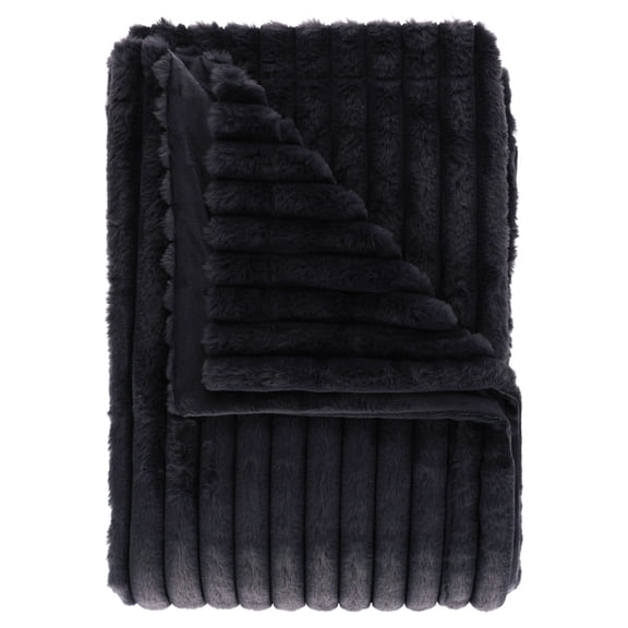 Mainstays Greystone Channel Faux Fur Blanket, Twin, 66" x 90"