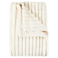 thumbnail image 1 of Mainstays Channel Faux Fur Blanket, Vanilla Dream, Full/Queen, 86 in x 90 in, 1 of 5