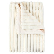 Mainstays Channel Faux Fur Blanket, Vanilla Dream, Full/Queen, 86 in x 90 in