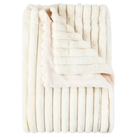 Mainstays Vanilla Dream Channel Faux Fur Blanket (King, 102 in x 90 in)