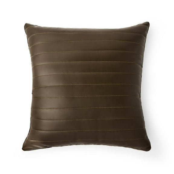 Mainstays 18 x 18 Winter Chalet Faux Leather Polyester Decorative Pillow