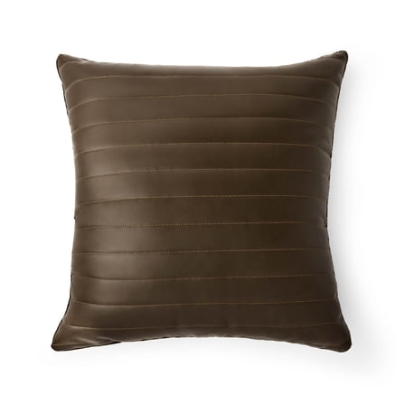 Mainstays 18 x 18 Winter Chalet Faux Leather Polyester Decorative Pillow