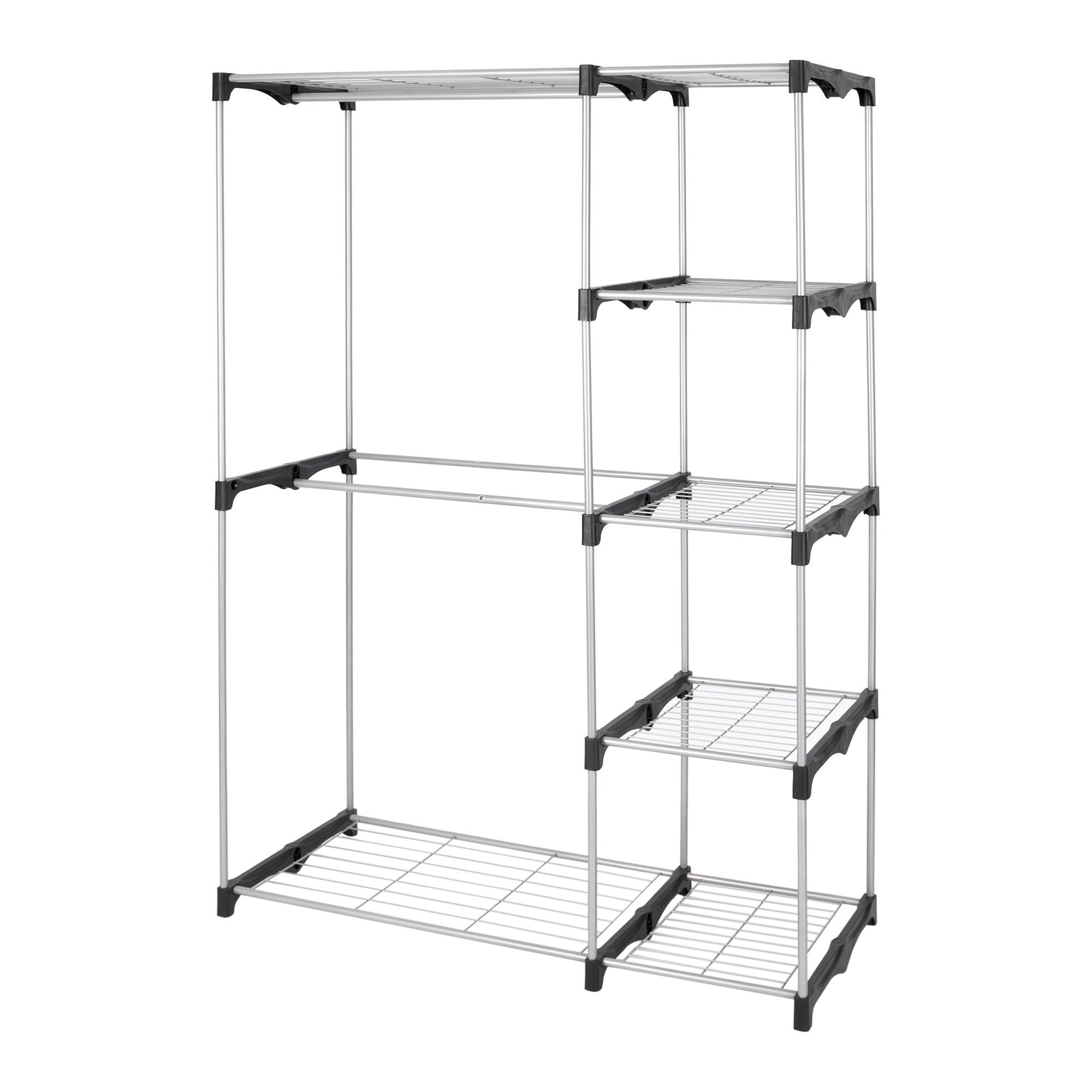 Mainstays 4-Shelf Metal Wire Closet Organizer with 2-Tier Clothes Rack