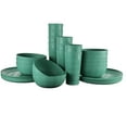 thumbnail image 1 of Mainstays 30-Piece Green Etched Checkered Plastic Dinnerware Set, Includes 10 Plates, 10 Bowls, 10 Tumblers, 1 of 17