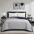 thumbnail image 1 of Mainstays Grey Striped Reversible Quilt, Full/Queen, 86" x 90", 1 of 9
