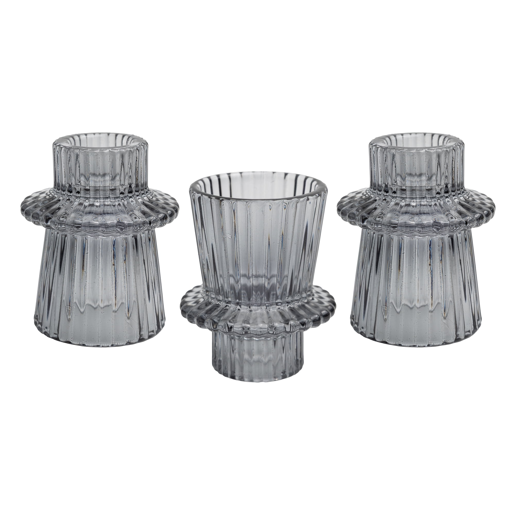 Mainstays Decorative Smoke Glass Ribbed Taper Tealight Candl