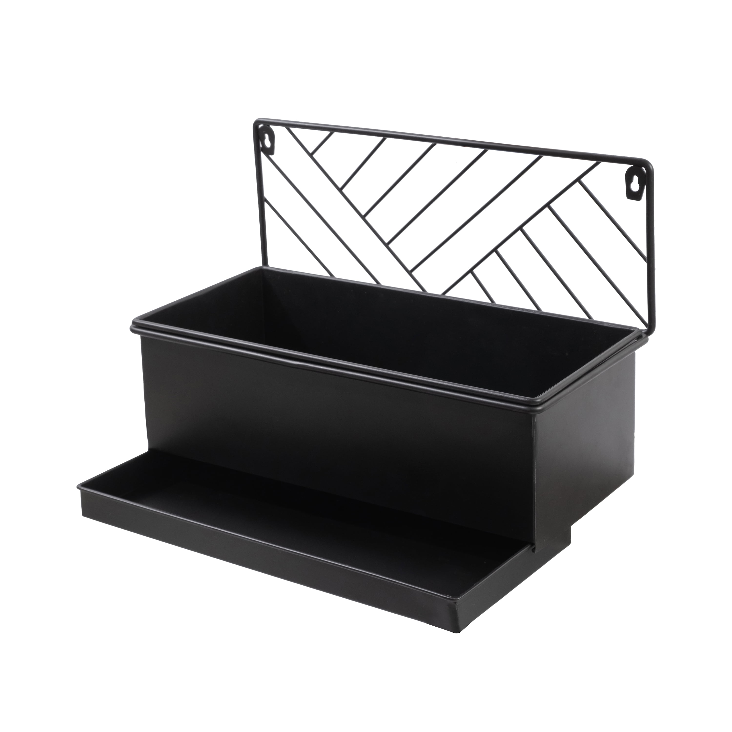Mainstays Black Wall Hanging Planter with Removable Tray, 13.6 in L x 6.8 in W x 10 in H