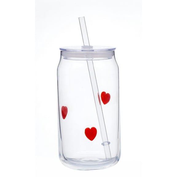 Mainstays Heart Charm Can Glass Sipper