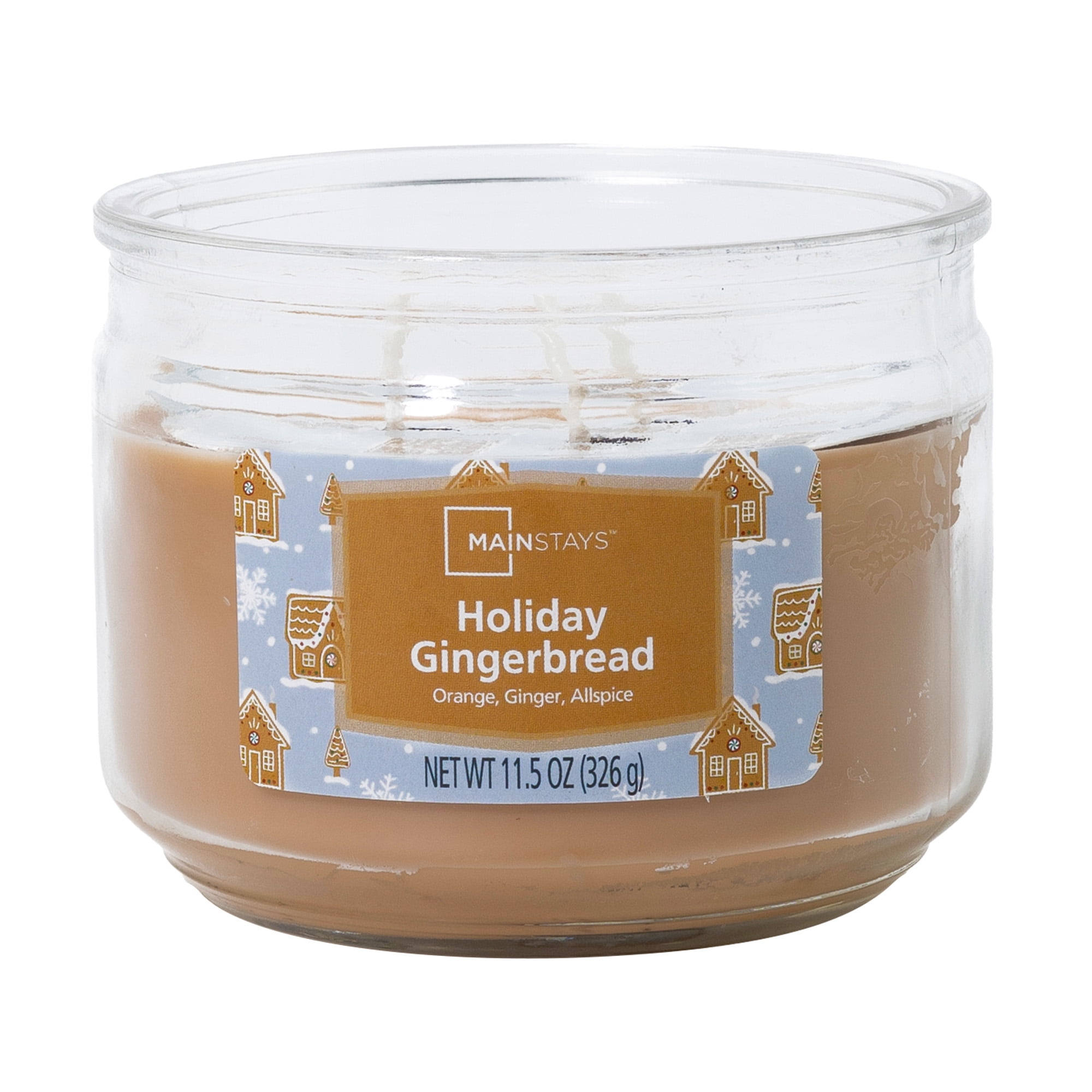 Mainstays 3-Wick Glass Jar Candle, Holiday Gingerbread, Orange