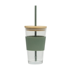 Mainstays 14.5oz Glass Sipper Green Glass Cup