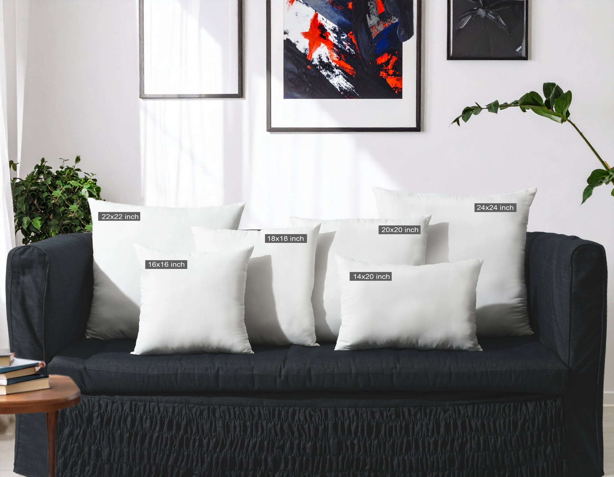 Mainstays Decorative Pillow Insert, 20" x 20", 2 pack