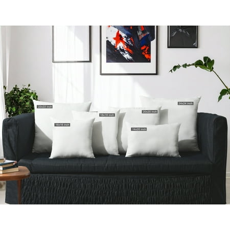 Mainstays Decorative Pillow Insert, 20" x 20", 2 pack