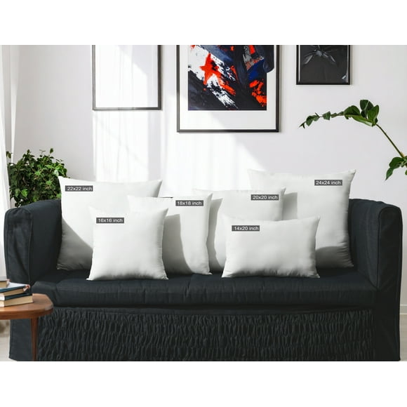 Mainstays Decorative Pillow Insert, 20" x 20", 2 pack