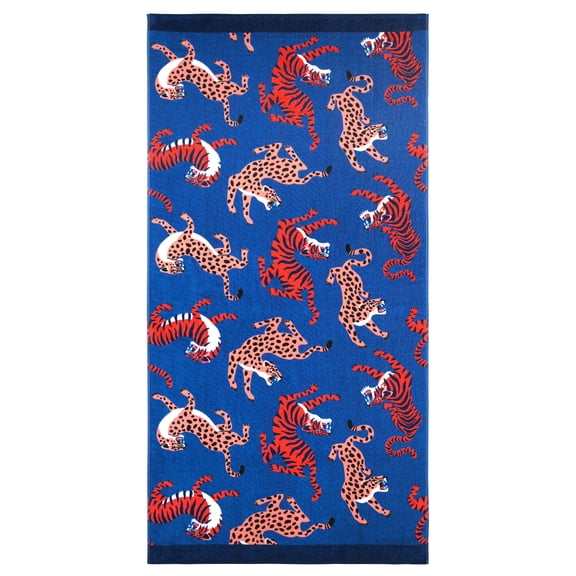 Mainstays Oversized Cotton Blend Blend Beach Towel, 36 x 72 in, Jungle Cat