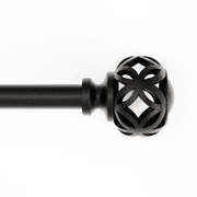 Mainstays 1/2" Black Filagree Knob Adjustable Single Curtain Rod Set, 28-48"