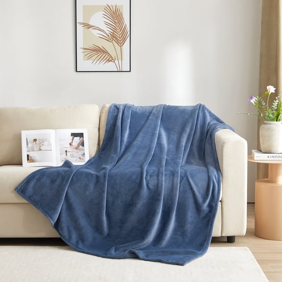 Mainstays Plush Throw Blanket, Blue, 50 x 72 in