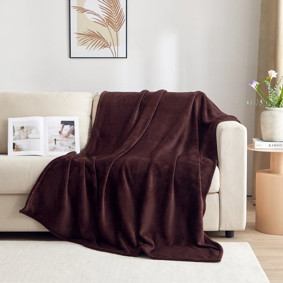 Mainstays Super Soft Plush Oversized Couch Throw Blanket, Brown, 50 x 72 in