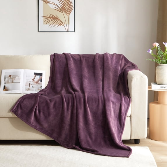 Mainstays Super Soft Plush Oversized Couch Throw Blanket, Purple, 50 x 72 in