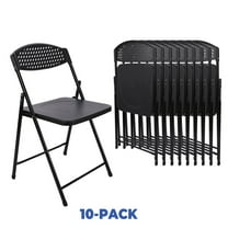 Mainstays Steel Frame Light-Weight Compact Plastic Folding Chairs,Black (Set of 10)