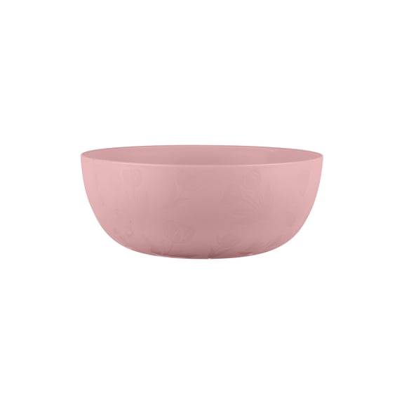 Mainstays - Pink Round Plastic Cereal Bowl, Flower Etched, 38-Ounce