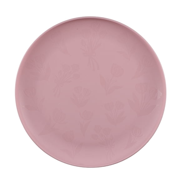 Mainstays - Pink Round Plastic Plate, Flower Etched, 10.5 inch