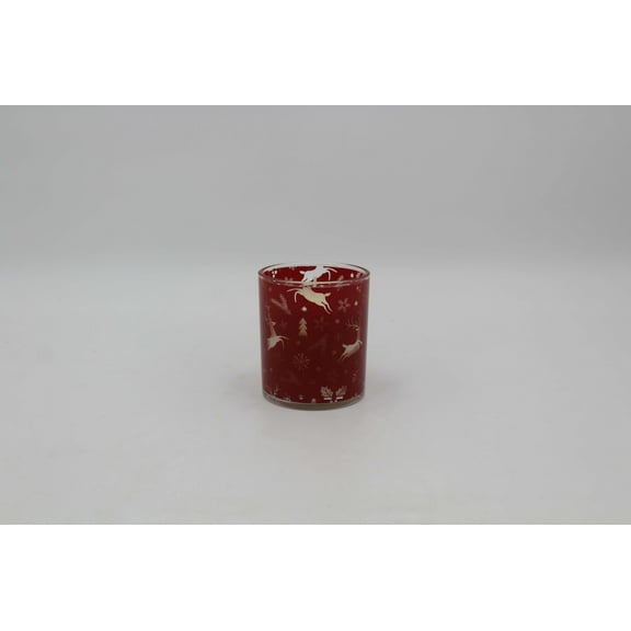 Mainstays 1-Wick LED Deer & Holly Glass Scented Jar Candle, Cranberry Mandarin Spice, 9.9oz