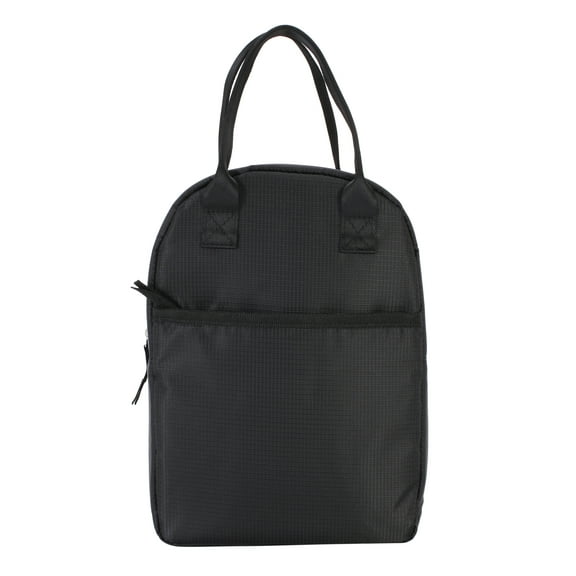 Mainstays Black Reusable Rounded Polyester Lunch Bag with Zippered Main Pocket, Ideal Use for Workday Meals and Travel