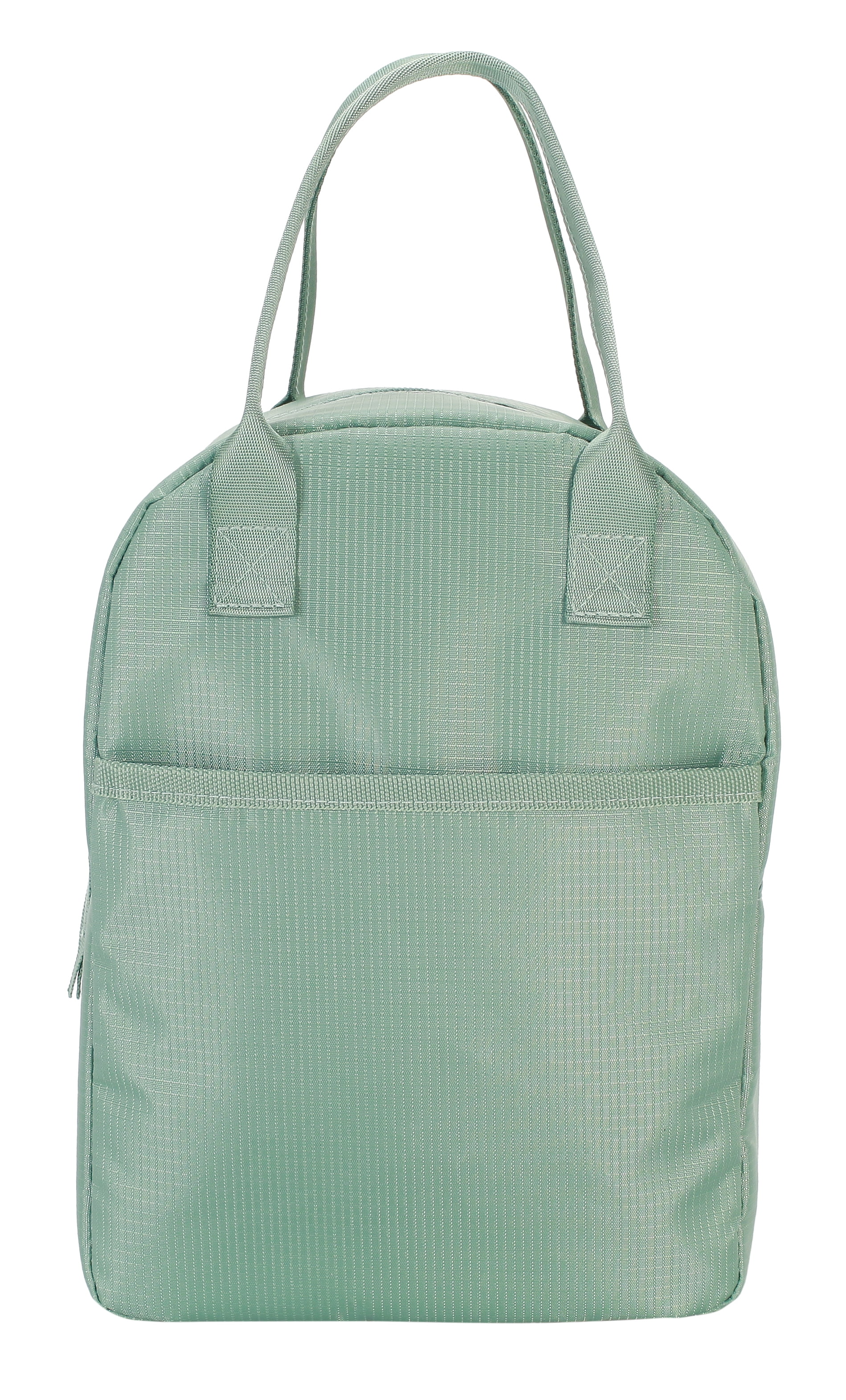 Mainstays Green Reusable Rounded Top Polyester Lunch Bag with Zippered Main Compartment and Front Pocket, Ideal Use for School, Workday Meals and Travel