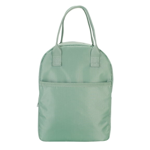 Mainstays Green Reusable Rounded Polyester Lunch Bag with Zippered Main Compartment, Ideal Use for Workday Meals and Travel
