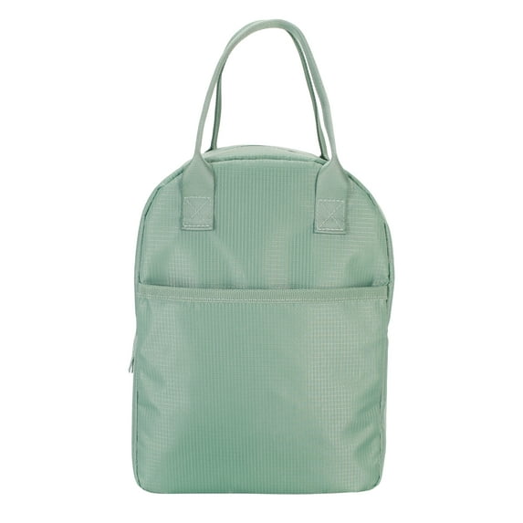 Mainstays Green Reusable Round Top Polyester Lunch Bag with Zippered Main Compartment
