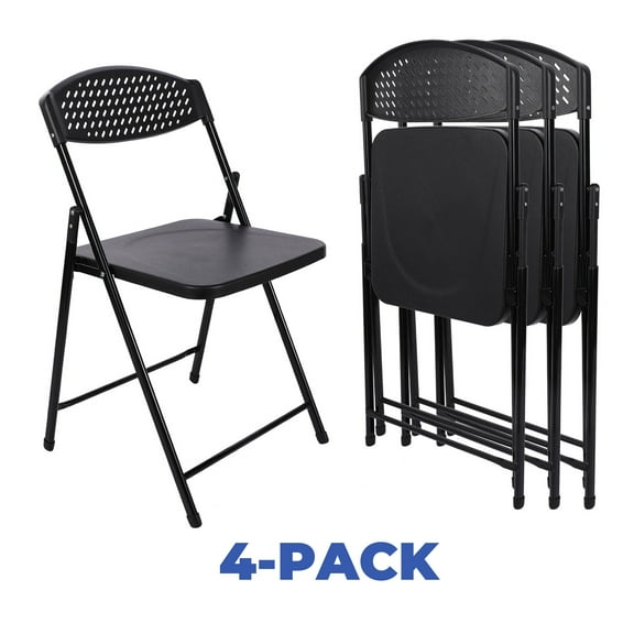 Mainstays Furniture Steel Banquet Light-Weight Plastic Folding Chairs ,Black(Set of 4)