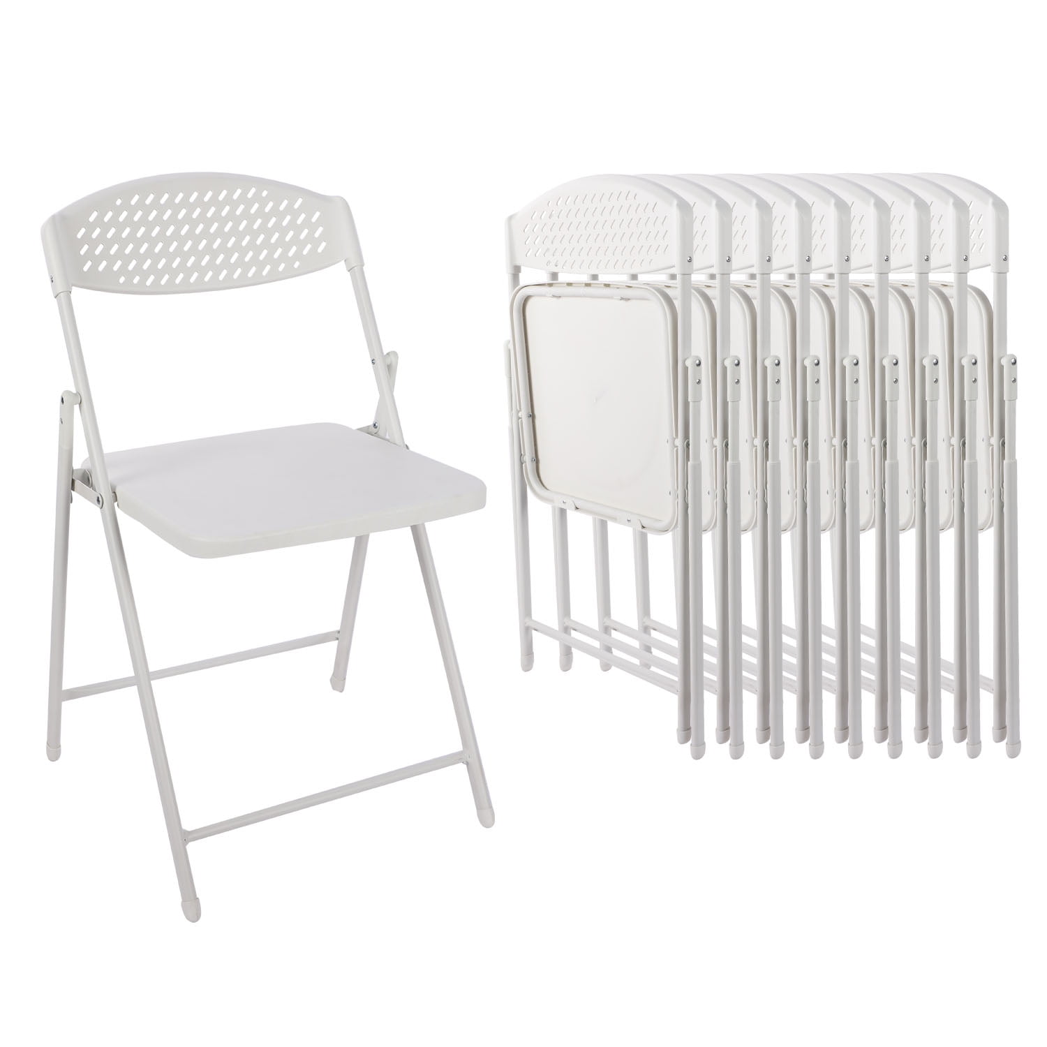 Mainstays Resin Light-Weight Folding Chairs, White (Set of 10)