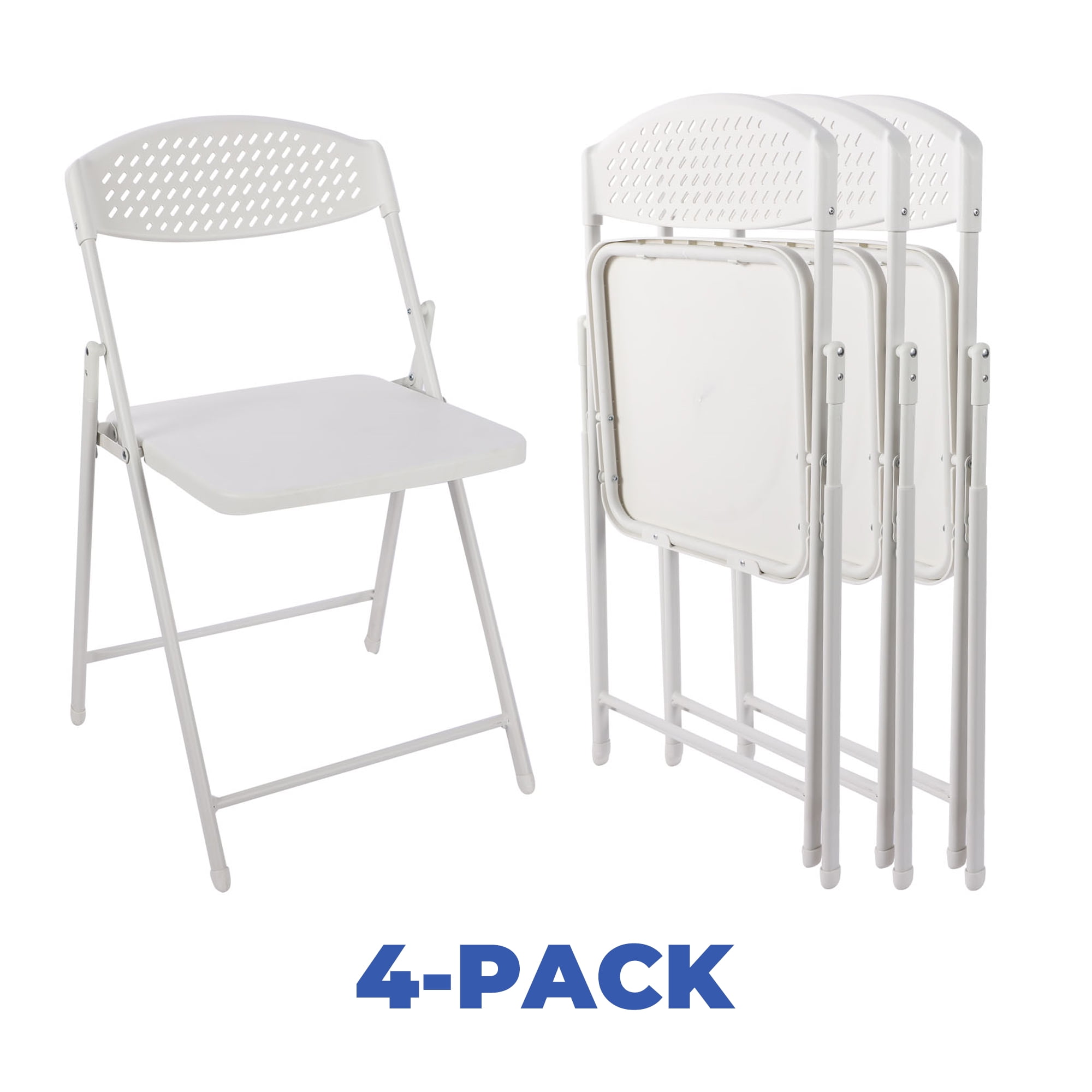 Mainstays Resin Light-Weight Folding Chairs, White (Set of 4)